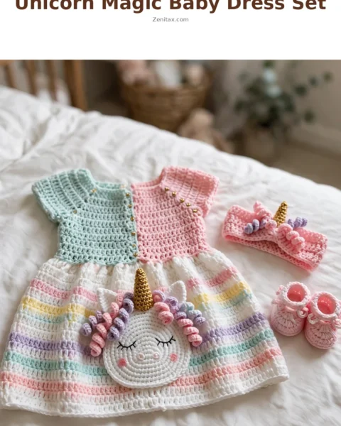 Unicorn Magic Baby Dress Set Free Crochet Pattern