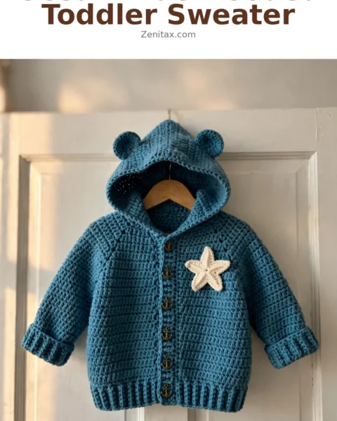 Ocean Blue Hooded Toddler Sweater Free Crochet Pattern
