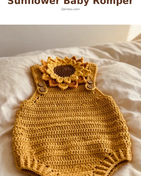 Sunflower Baby Romper Free Crochet Pattern