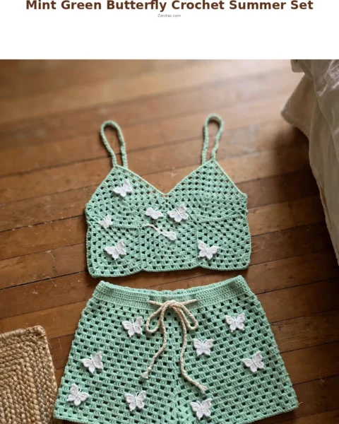 Mint Green Butterfly Crochet Summer Set