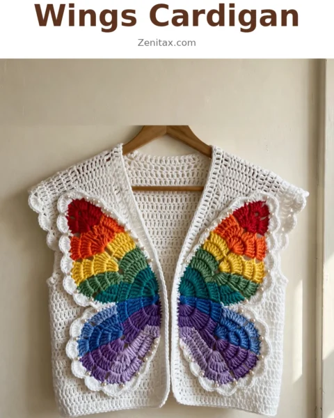 Rainbow Butterfly Wings Cardigan Free Crochet Pattern