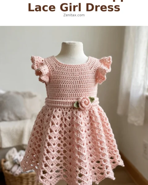 Blush Pink Pineapple Lace Girl Dress Free Crochet Pattern