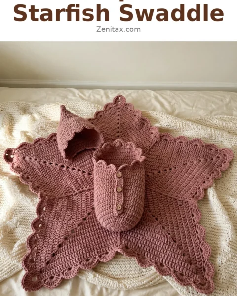 Pink Sparkle Starfish Swaddle Free Crochet Pattern