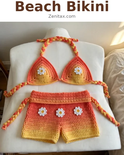 Sunset Ombre Beach Bikini Free Crochet Pattern