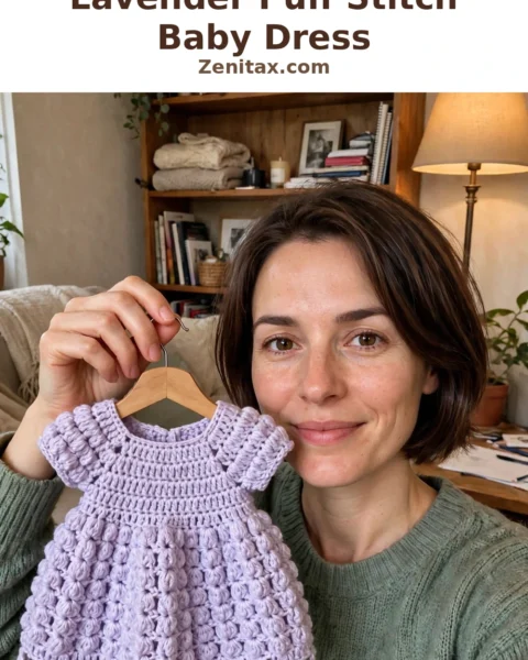 Lavender Puff Stitch Baby Dress Free Crochet Pattern