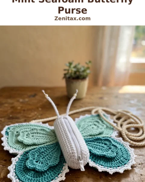 Mint Seafoam Butterfly Purse Free Crochet Pattern