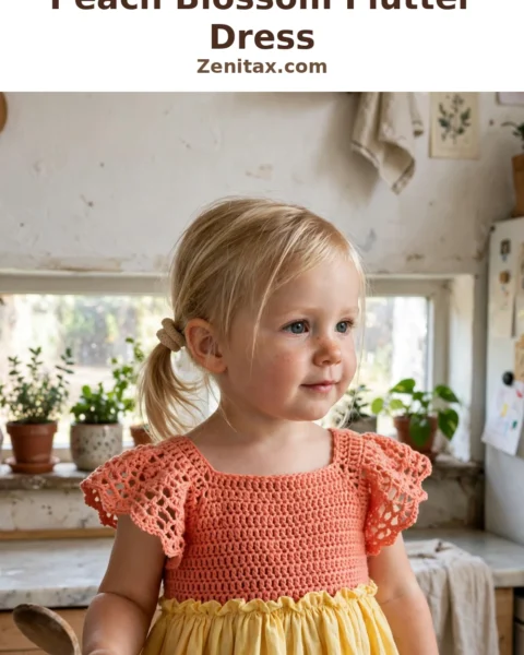 Peach Blossom Flutter Dress Free Crochet Pattern