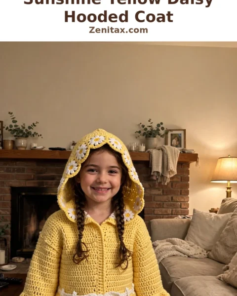 Sunshine Yellow Daisy Hooded Coat Free Crochet Pattern