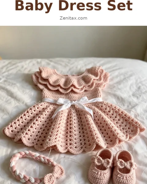 Blush Pink Ruffle Baby Dress Set Free Crochet Pattern