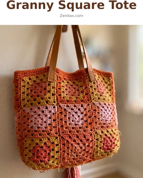 Sunset Ombre Granny Square Tote Free Crochet Pattern