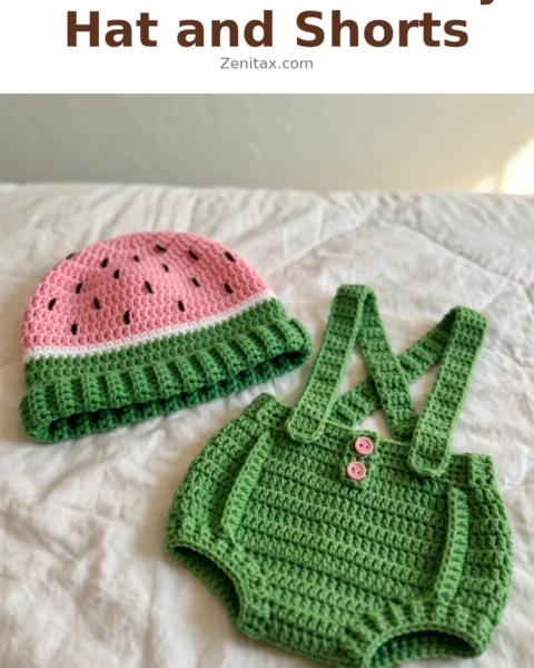 Watermelon Baby Hat and Shorts Free Crochet Pattern