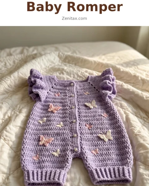 Lavender Butterfly Baby Romper Free Crochet Pattern