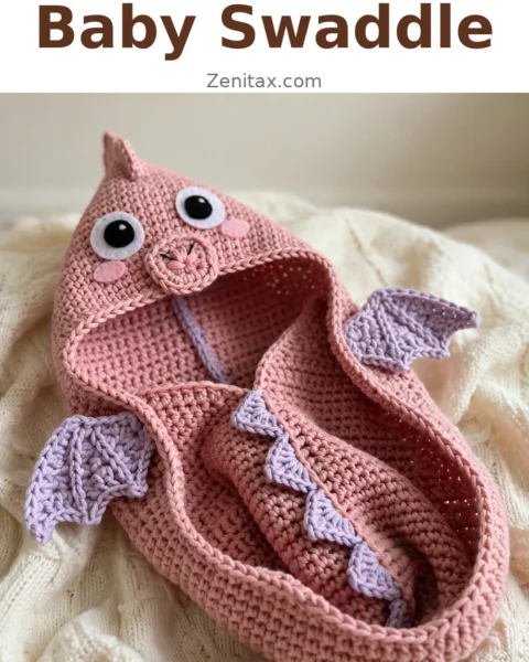Pink Dragon Baby Swaddle Blanket Free Crochet Pattern