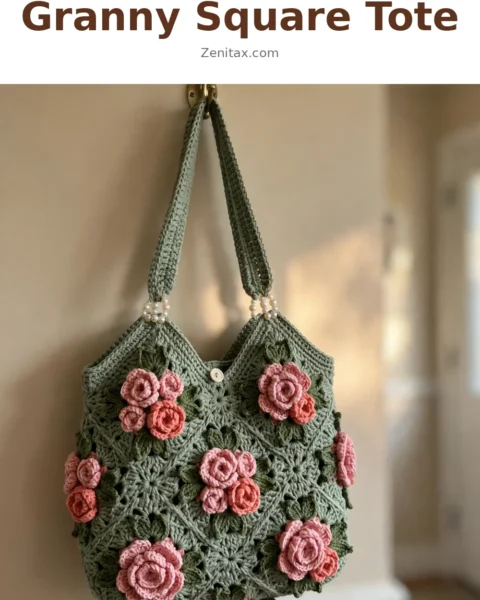 Rose Garden Granny Square Tote Free Crochet Pattern