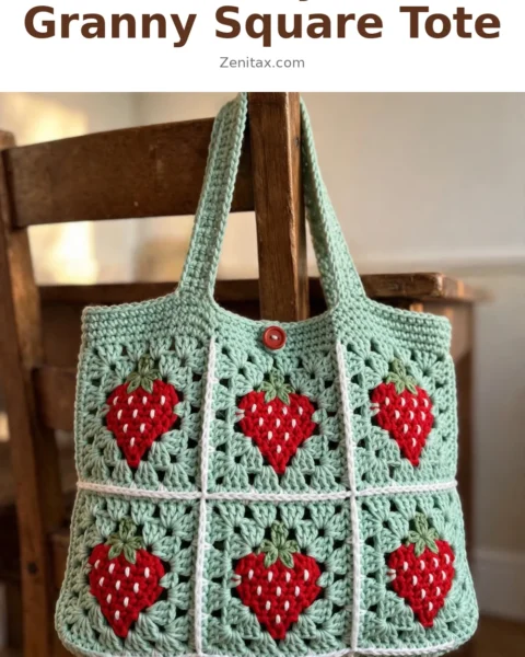 Strawberry Patch Granny Square Tote Free Crochet Pattern