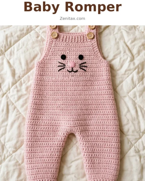 Pastel Pink Bunny Baby Romper Free Crochet Pattern