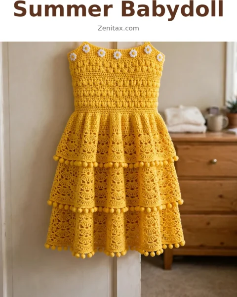 Sunflower Yellow Summer Babydoll Free Crochet Pattern
