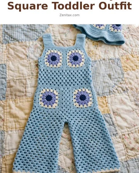 Bluebell Granny Square Toddler Outfit Free Crochet Pattern