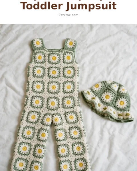 Daisy Granny Square Toddler Jumpsuit Free Crochet Pattern