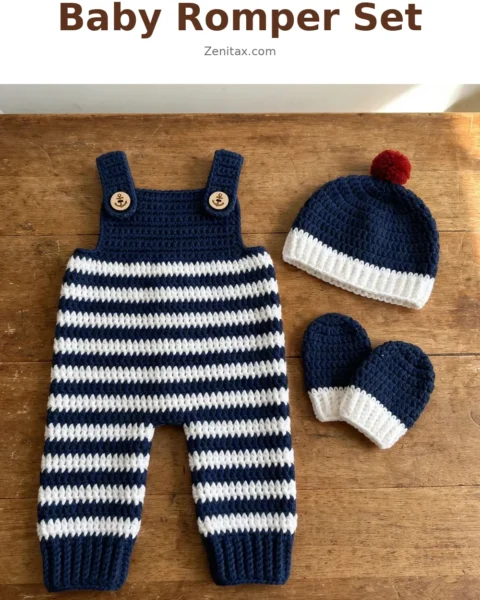Ocean Blue Nautical Baby Romper Set Free Crochet Pattern