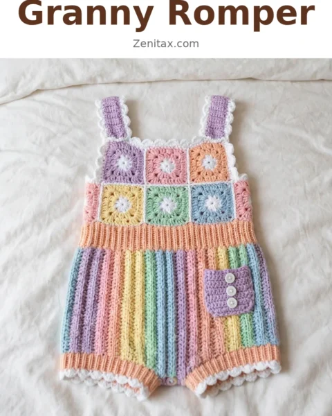 Pastel Rainbow Granny Romper Free Crochet Pattern