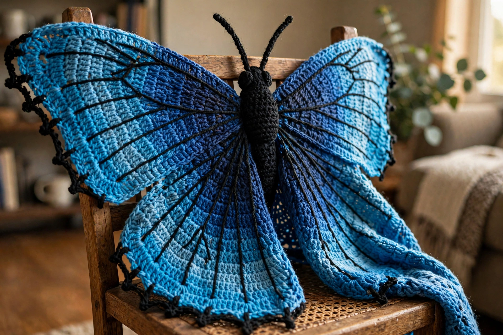 Close-up of the butterfly cape wings, venation, and butterfly body