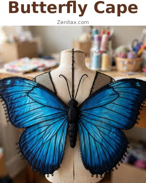 Blue Morpho Butterfly Cape Free Crochet Pattern