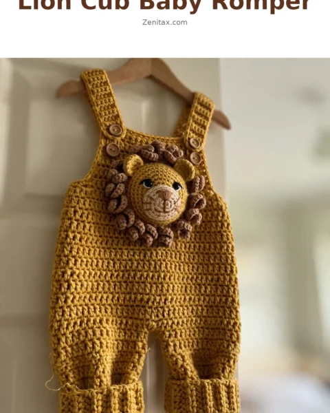 Lion Cub Baby Romper Free Crochet Pattern