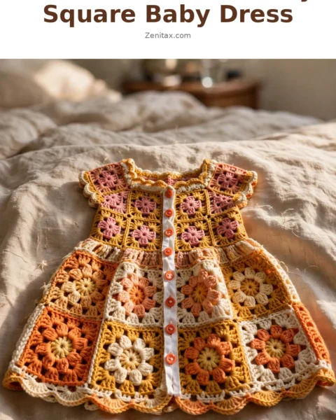Sunset Ombre Granny Square Baby Dress Free Crochet Pattern