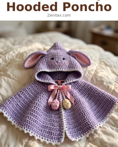 Easter Bunny Hooded Poncho Free Crochet Pattern