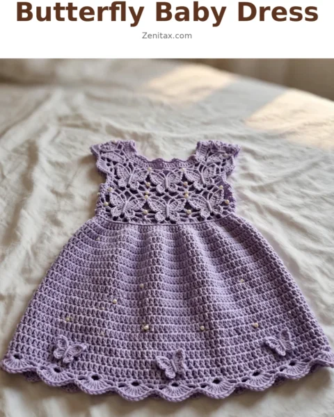 Lavender Dream Butterfly Baby Dress Free Crochet Pattern