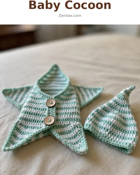 Mint Green Starfish Baby Cocoon Free Crochet Pattern