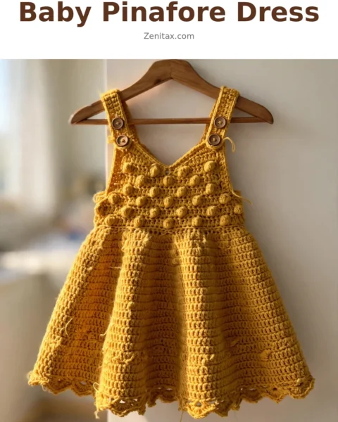 Mustard Yellow Baby Pinafore Dress Free Crochet Pattern