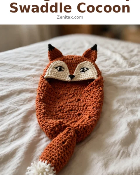 Orange Fox Baby Swaddle Cocoon Free Crochet Pattern
