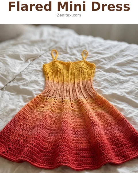 Sunset Ombre Flared Mini Dress Free Crochet Pattern