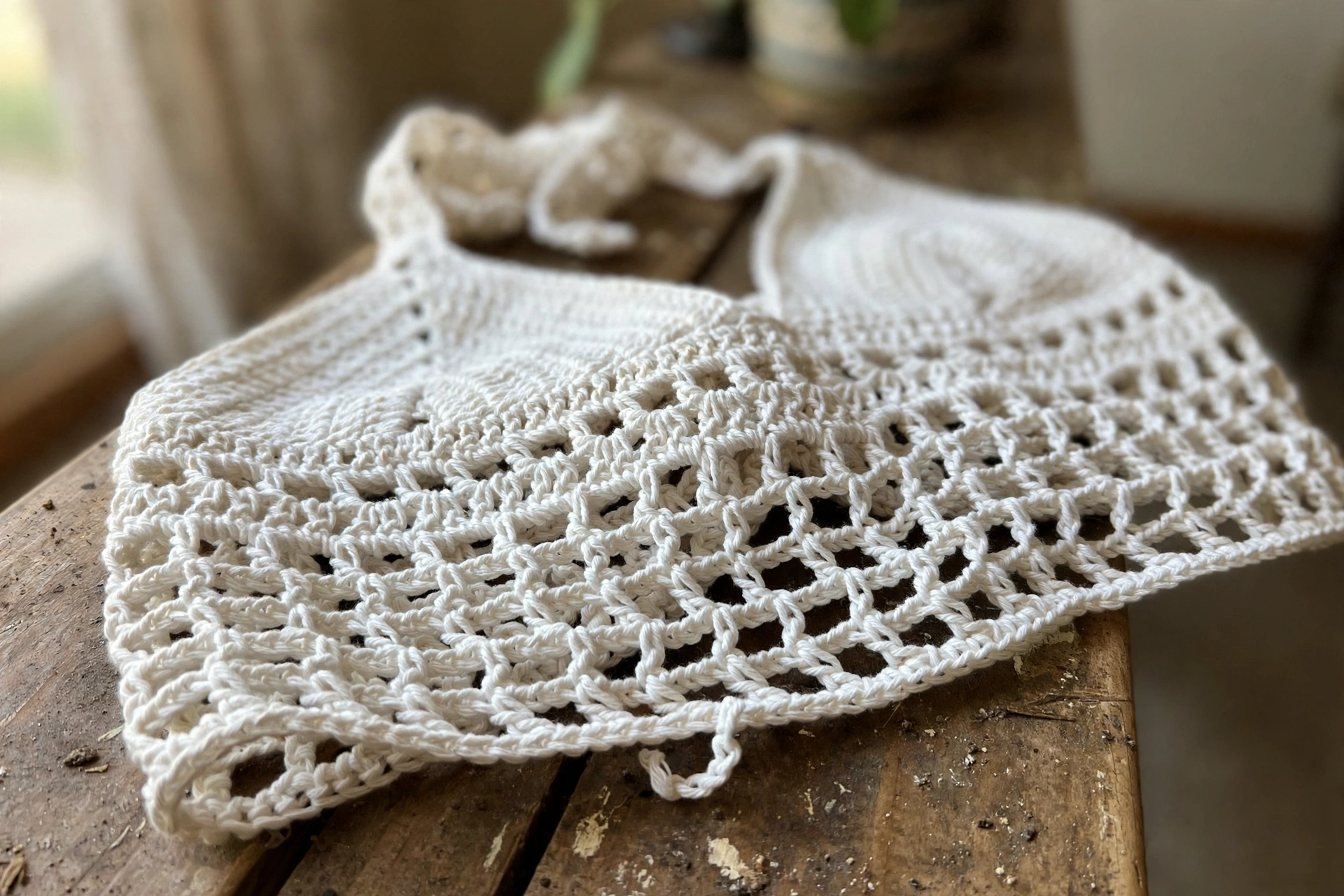 Close-up of the open mesh fabric on the halter top