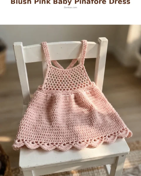 Blush Pink Baby Pinafore Dress Free Crochet Pattern