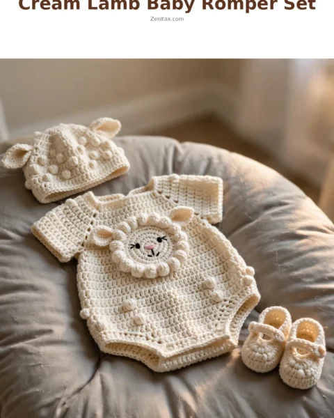 Cream Lamb Baby Romper Set Free Crochet Pattern