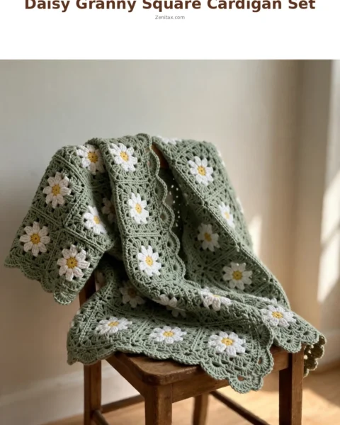 Daisy Granny Square Cardigan Set Free Crochet Pattern