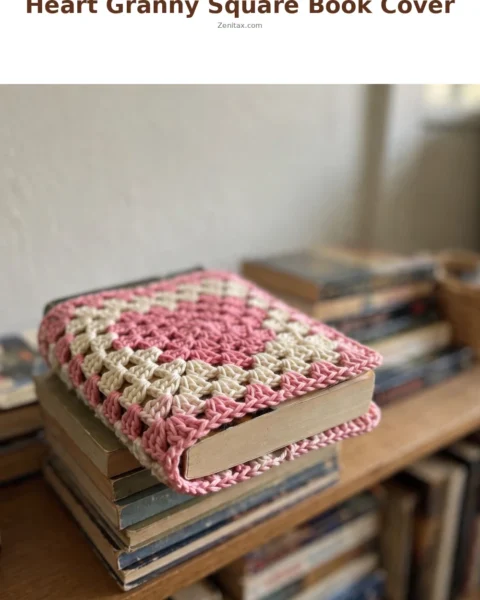 Heart Granny Square Book Cover Free Crochet Pattern