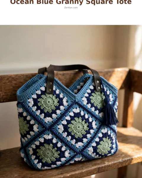 Ocean Blue Granny Square Tote Free Crochet Pattern