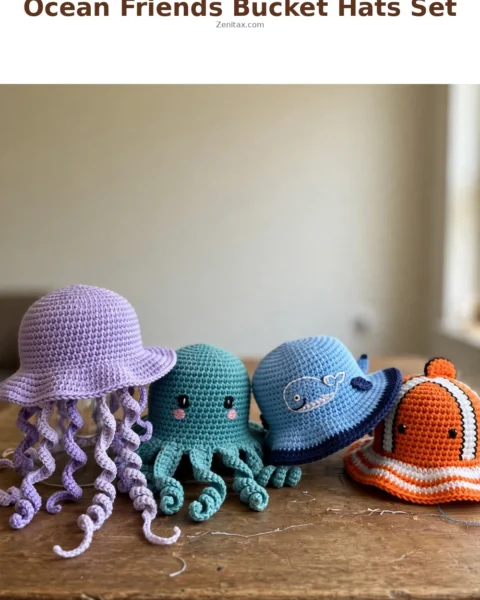 Ocean Friends Bucket Hats Set Free Crochet Pattern