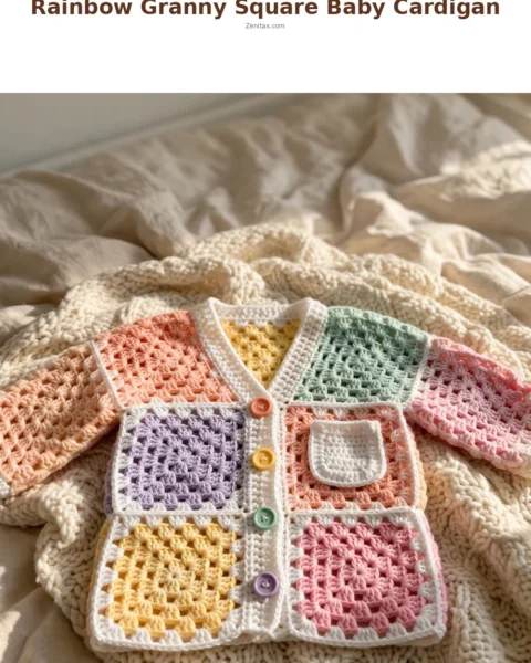 Rainbow Granny Square Baby Cardigan Free Crochet Pattern