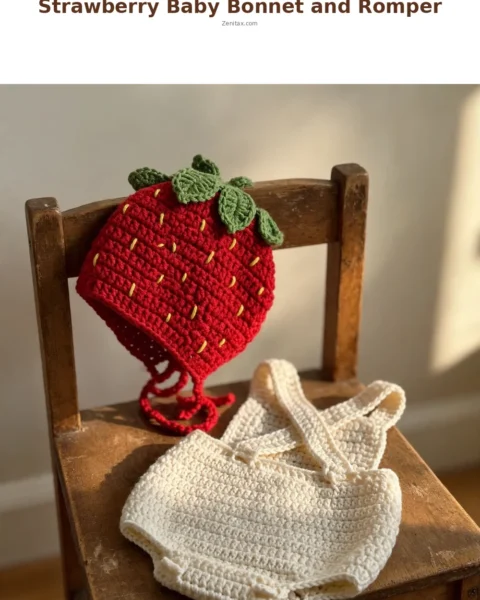 Strawberry Baby Bonnet and Romper Free Crochet Pattern