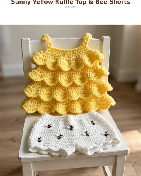 Sunny Yellow Ruffle Top & Bee Shorts Crochet Pattern