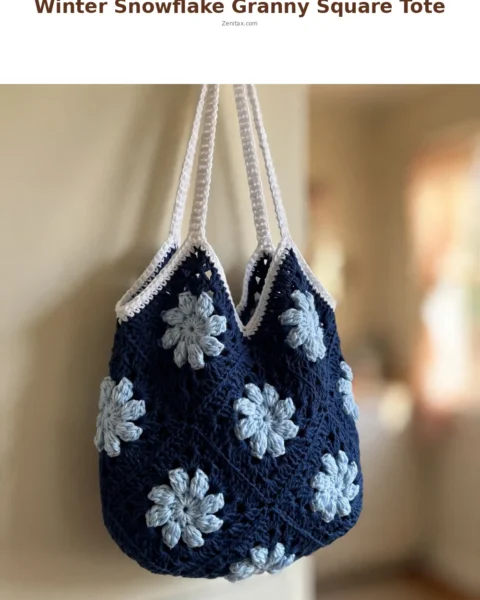 Winter Snowflake Granny Square Tote Free Crochet Pattern