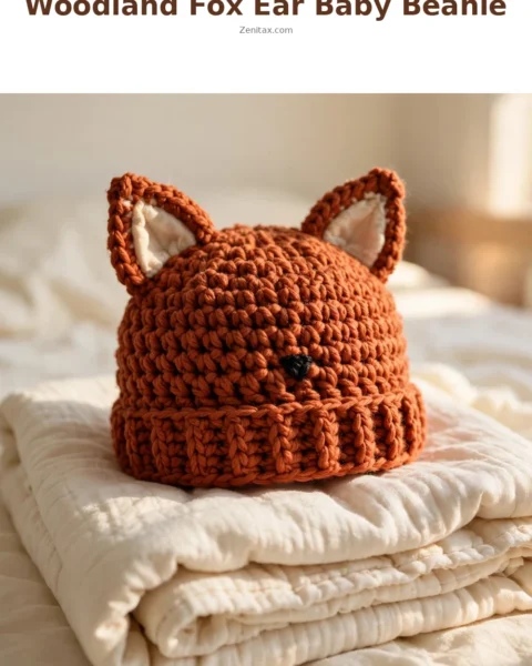 Woodland Fox Ear Baby Beanie Free Crochet Pattern