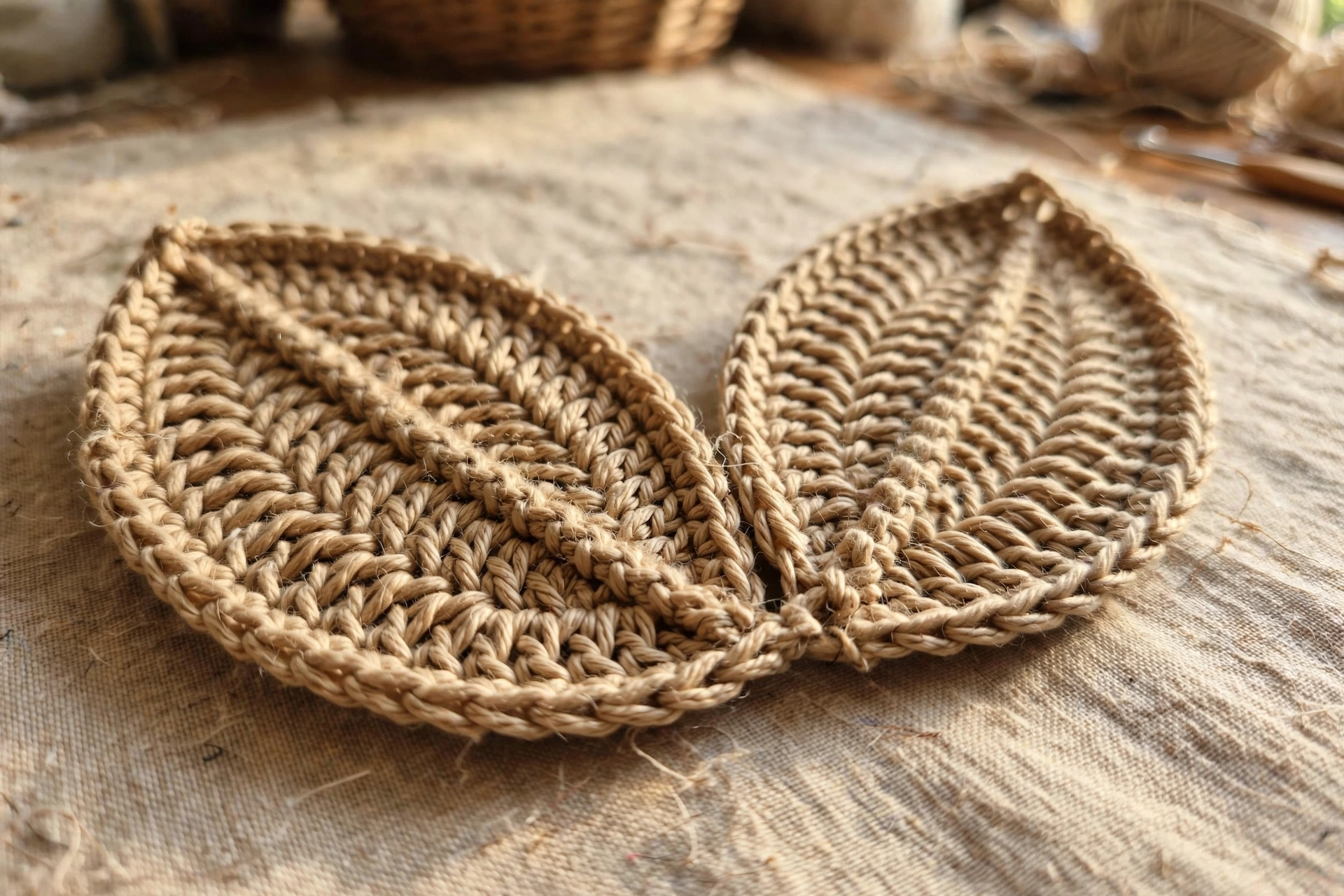 Close-up of the herringbone-textured oval petals on the flower motif