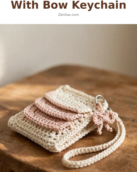 Crochet Card Holder Free Pattern With Bow Keychain