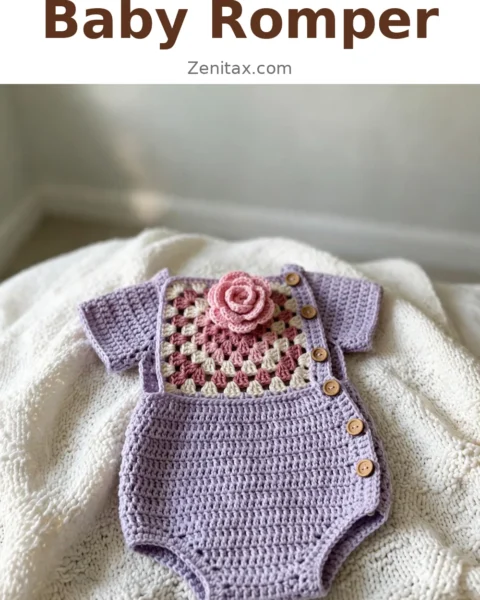 Lavender Rose Baby Romper Free Crochet Pattern